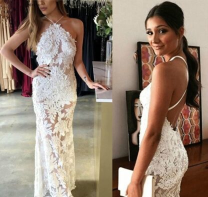 Купить Spaghetti Straps Open Back Evening Dress Lace Formal Gown Plus Size Custom Made