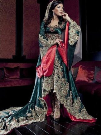Купить India Saudi Arabian robe Long Sleeves Sweetheart Evening Dresses Hunter Green With Lace Appliques Muslim Evening Gowns