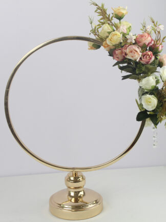 Купить Round Ring Arch Wedding Table Centerpieces Metal Artificial Shelf Road Lead Floral Stand Backdrop Decoration