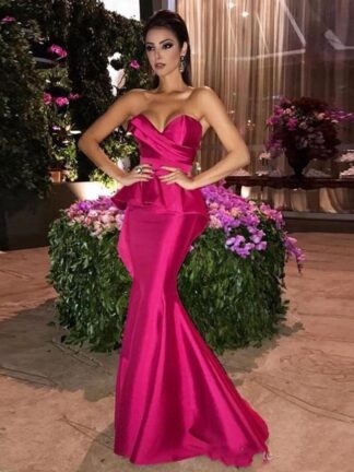 Купить Elegant Fuchsia Mermaid Prom Dresses With Sweetheart Pleats Floor Length Plus Size Formal Evening WEars Custom Made Gown