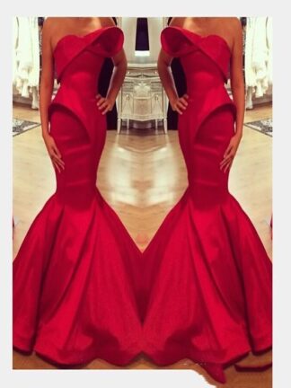 Купить Evening Dresses Saudi Arabian Design Red Sweetheart Mermaid Satin Floor Length Custom Made Prom Dress Plus Size All Colors Available