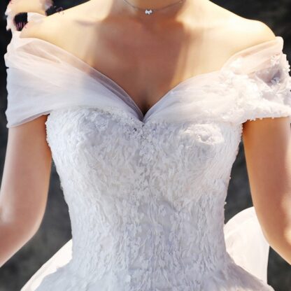 Купить Off The Shoulder Organza Lace Vintage Ball Gown Wedding Dresses Court Train vestido de noiva Bride Dress1