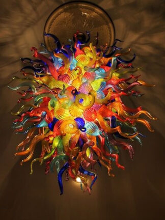 Купить Lamps Colored Flower Chandelier Murano Indoor Lighting Large Chandeliers LED Lights Hand Blown Glass Art Pendant Light