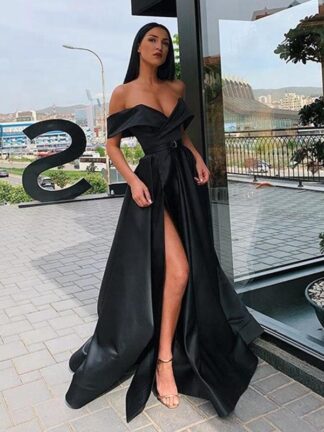 Купить 2020 Sexy New Long Formal Prom Dresses Off the Shoulder High Side Slit Floor Length Arabic Women Evening Gowns Party Occasion Dresses