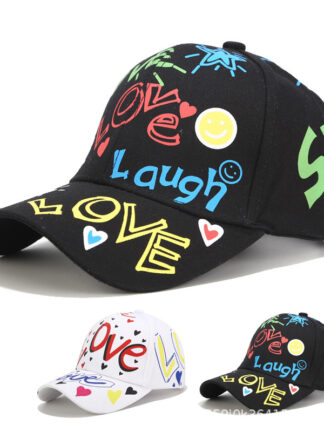 Купить Summer Hip Hop Baseball Caps Love Letters Men Women Hats Handwriting Pattern Hats Letters Snapback Caps