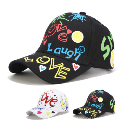 Купить Summer Hip Hop Baseball Caps Love Letters Men Women Hats Handwriting Pattern Hats Letters Snapback Caps