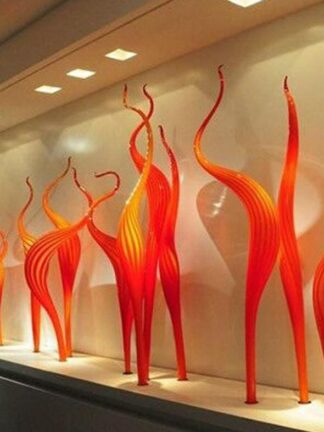 Купить Novelty Hand Lamps Reed Floor Lamp Orange Murano Top Quality 100% Mouth Blown Glass Sculpture for Party Garden