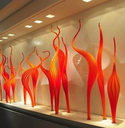 Купить Novelty Hand Lamps Reed Floor Lamp Orange Murano Top Quality 100% Mouth Blown Glass Sculpture for Party Garden