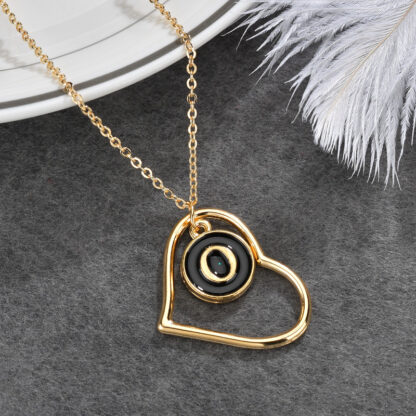 Купить Fashion Womens Gold Plated Alloy Heart Pendant Necklace 26 Letter Enamel Charm Jewelry