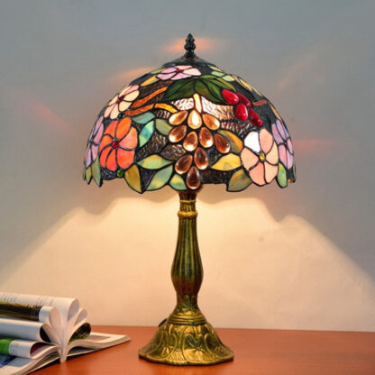 Купить Tiffany stained glass table lamp living room bedroom bedside glass light fixtures European retro grape deco desk lamp Free shipingTF018