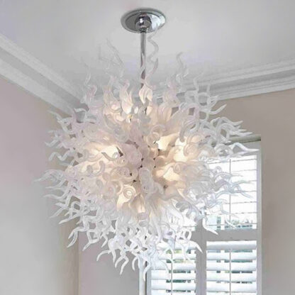 Купить Lamps Flush Mount White Blown-Glass Chandelier Lighting LED Circle Pendant Light Murano Glass Chandeliers Ceiling Lights