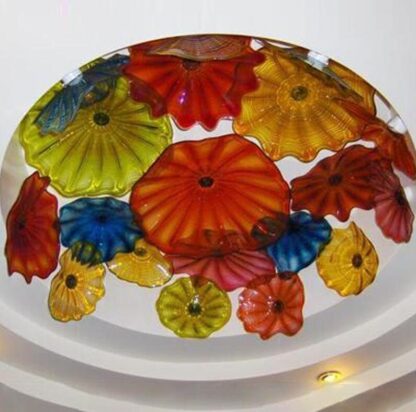 Купить Art Mosaic Lights Lamps Multicolor Italian Blown Plates Chandelier Lighting Murano Glass Flush Mounted Ceiling Light