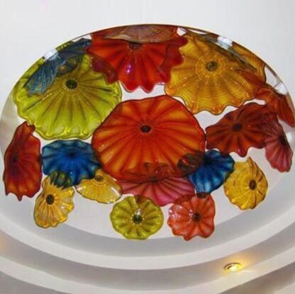 Купить Contemporary Art Ceiling Lights Multicolor Italian Blown Plates Chandelier Lighting Murano Glass Flush Mounted Ceiling-Light