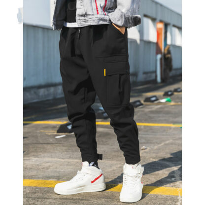 Купить Januarysnow Brand Designer Men Black Joggers Pants Summer 2020 Mens Big Pockets Ankel Cargo Pants Male Spring Streetwear Overalls Sweatpants