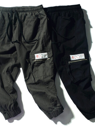 Купить Januarysnow Men Cargo Pants Quality Brand Men's Solid Color Wash Multi-Pocket Casual Trousers Loose Wild Pencil Pants Male