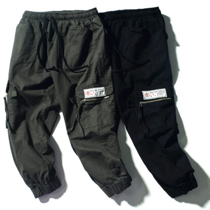 Купить Januarysnow Men Cargo Pants Quality Brand Men's Solid Color Wash Multi-Pocket Casual Trousers Loose Wild Pencil Pants Male