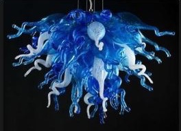 Купить Pendant Lamps Hand Blown Glass Chandeliers Art Decorative Modern Pendant-Light 44x32 inches Blue and White Chandelier Light for Home Office Decoration