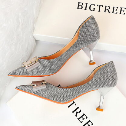 Купить New women's high heel shoes Europe and America fashion stiletto sex metal cup heels pointed toe single shoes white women dress shoes S888