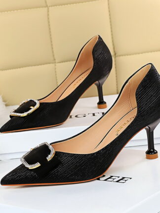 Купить BIGTREE Rhinestone High Heels Office Women Pumps n Shoes Pointed Toe Wedding Shoes Satin Women Heels Ladies Shoes 2020 Z898