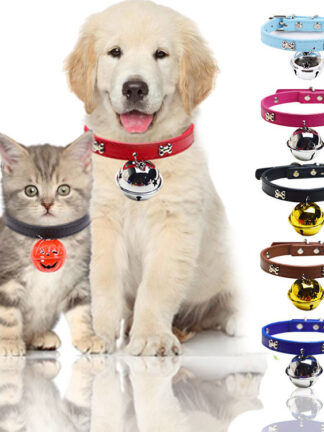 Купить Bone collar with big bell diameter 4cm cute super cute wearable leash pet dog cat accessories
