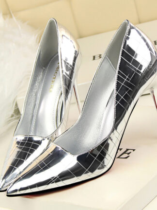 Купить Spring Elegant Pumps heels Sexy High-heeled Shoes Sweet Bow Patent Leather Thin High Heels Shoes Pointed Hollow Shoes