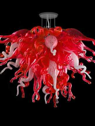 Купить Pendant Lamps Modern Chandeliers Hand Blown Glass Chandelier Light Small Size Red and White Crystal Indoor Lighting LED Pendant-Light