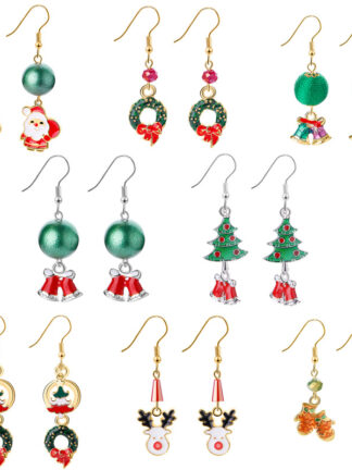Купить New Creativity High Quality Handmade Christmas Gift Hoop Earring Popular Gold Silver Plated Enamel Metal Charm EarringS