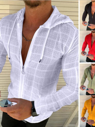 Купить Casual slim long sleeve T shirt men's top Tee Jacquard Apparel Gift for Men Tshirt White Tshirts