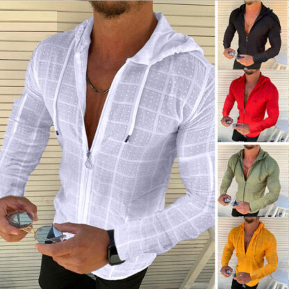 Купить Casual slim long sleeve T shirt men's top Tee Jacquard Apparel Gift for Men Tshirt White Tshirts