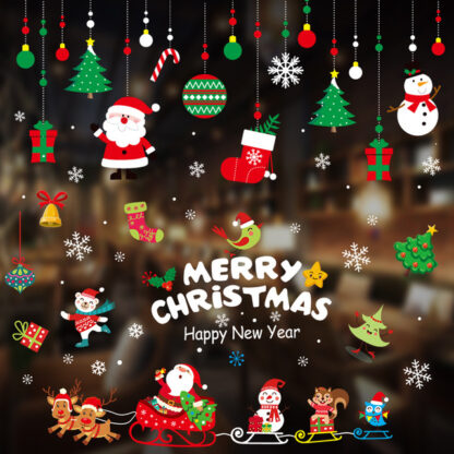Купить New Fashion Christmas Wall Stickers Home Store Showcase Celebration Window Door Decoration Electrostatic Sticker