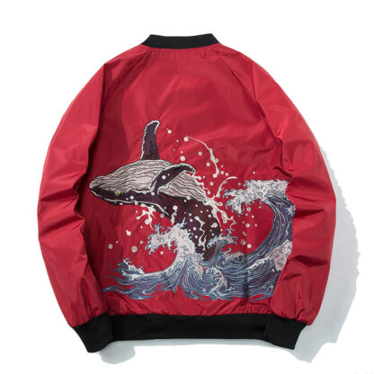 Купить Januarysnow New Men's Jacket Embroidery Dolphin MA1 Man and Woman Bomber Jacket Outwear Lovers Coat Bomb Baseball Jackets Couple Plus Size