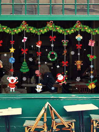 Купить Popular Design Colorful Christmas Gift Wall Sticker Home Store Showcase Celebration Window Door Decoration Stickers
