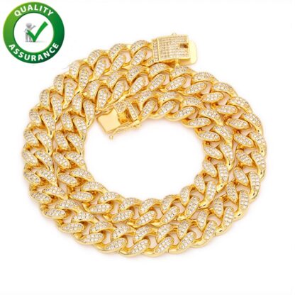 Купить Hip Hop Jewelry Diamond Cuban Link Chain Gold Bracelet Mens Necklace Iced Out Chains Luxury Designer Miami Curb Necklaces Rapper Fashion Accessories