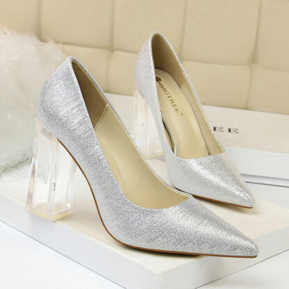Купить Silver Gray Black Women Bridal Wedding Shoes Faux Silk Satin Rhinestone Crystal Shallow Woman Pumps Stiletto High Heel