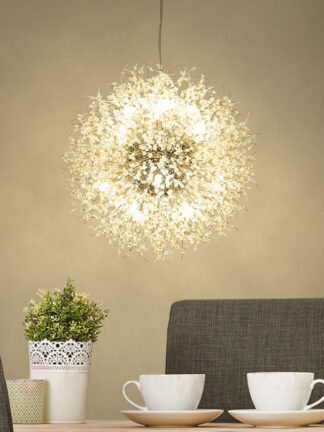 Купить Creative Dandelion Chandelier Lighting LED Hanging Round Modern crystal beads pendant light 8 9 12 16 lights for Dining Room Living Room