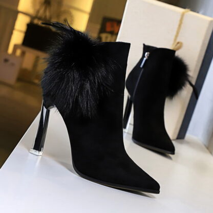 Купить Women's Boots Pointed Toe Yarn Elastic Ankle Boots Thick Heel High Heels Shoes Woman Female Socks Boots 2021 Spring Size 34-40