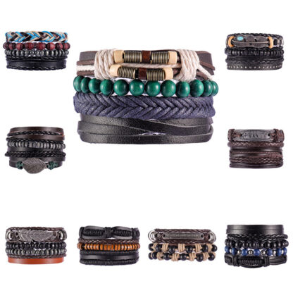 Купить New Fashion Design Bohemian Style Cool Mens Leather Link Bracelet Handmade Vintage Multilayer Adjustable Bracelets