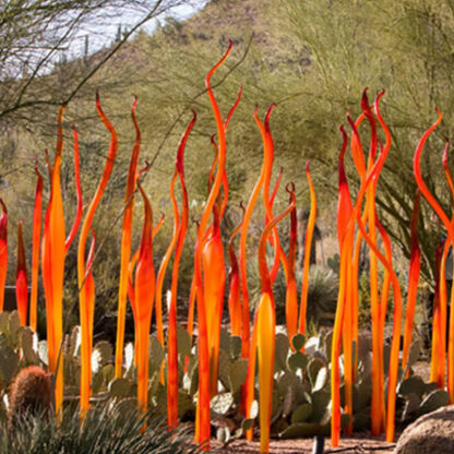 Купить Murano Lamps Reeds Hand Blown Spear Villa Garden Sculptures Art Decoration Orange Glass Sculpture for Outdoor Hotel House Decorative