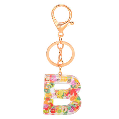 Купить Handmade Womens Gold Plated 26 Resin Fruits Capital Letters Keychain Key Chain