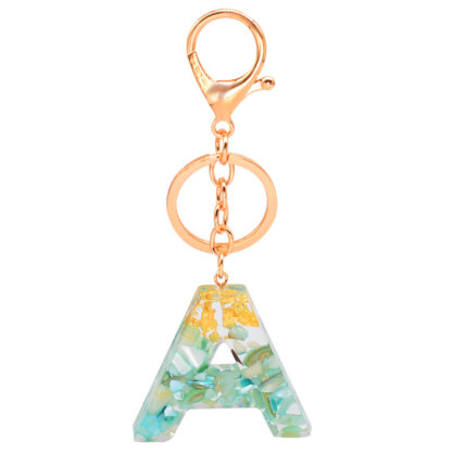 Купить Popular Handmade Gold Plated Letters Alphabet Keychain Resin Initial Key Chain for Gift