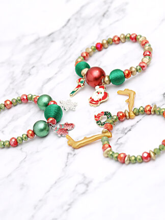 Купить Cute Design Handmade Colorful Beads Link Snowman Candies Charm Bracelet for Christmas Gift