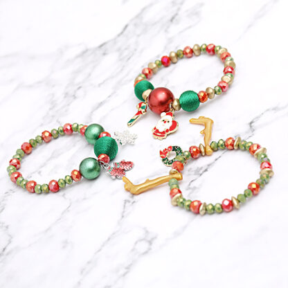 Купить Cute Design Handmade Colorful Beads Link Snowman Candies Charm Bracelet for Christmas Gift