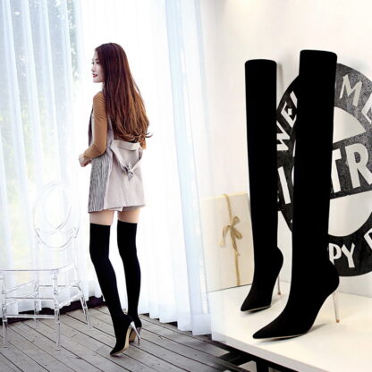 Купить Sexy Sock Boots Knitting Stretch Boots High Heels For Women Fashion Shoes 2021 Spring Autumn Ankle Boots Booties Female