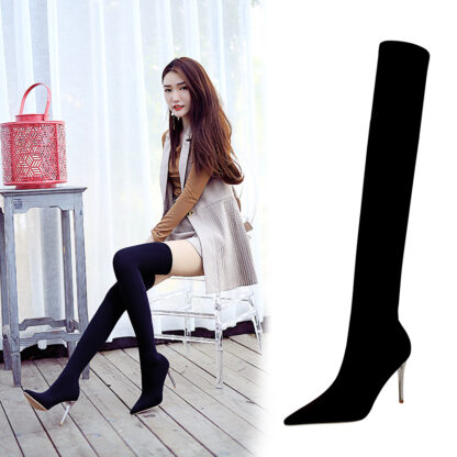 Купить 2021 Fashion Women Boots Spring Winter Over The Knee Heels Quality Suede Long Comfort Square Botines Mujer Thigh High Boots