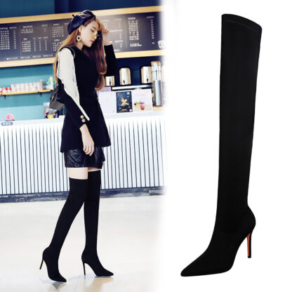 Купить Sexy Over The Knee Boots Women Female Women Shoes Suede Long Women Boots Winter Fashion Thigh High Boots Winter Shoes Plus Size