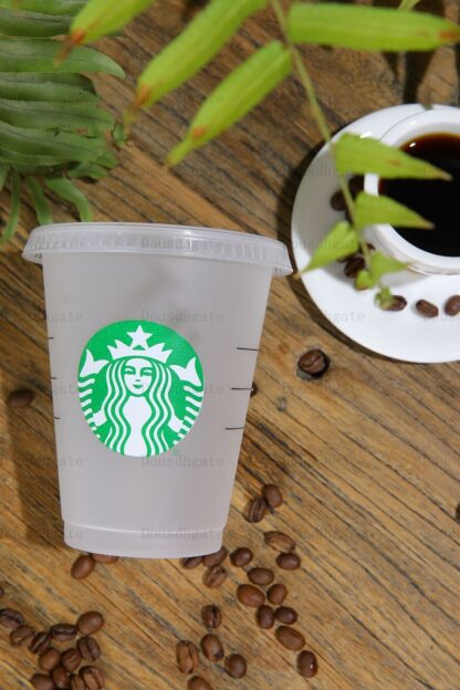 Купить Quality Starbucks 16 oz /473ml plastic cups reusable transparent flat cup with column lid sippie cup Bardian 10pcs 1