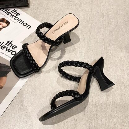 Купить Designer women Sandals leather High heels summer ladies fashion flat Woven slipper woman shoes with box size 34-40