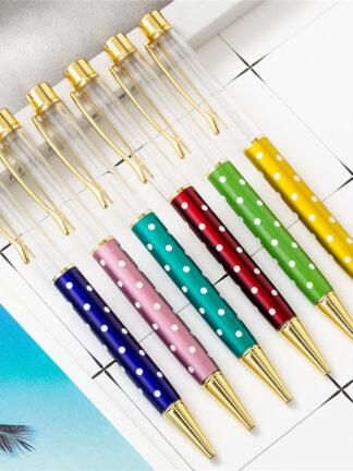 Купить DIY Metal Pen Empty Tube Self-filling Floating Glitter Dried Flower Crystal Pen Ballpoint Pens School Office Writing Supplies Stationery S