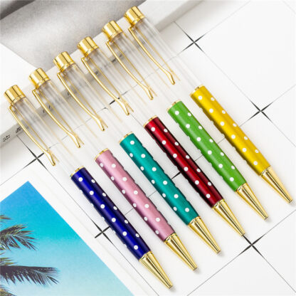 Купить DIY Metal Pen Empty Tube Self-filling Floating Glitter Dried Flower Crystal Pen Ballpoint Pens School Office Writing Supplies Stationery S