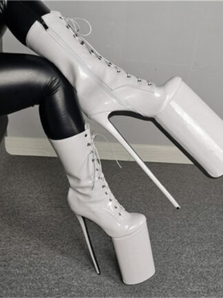 Купить Boots 30cm plataforma stripper sexy feminino super salto alto lado zíper laço-up tornozelo botas modelo pole dança desempenho punk LLP2